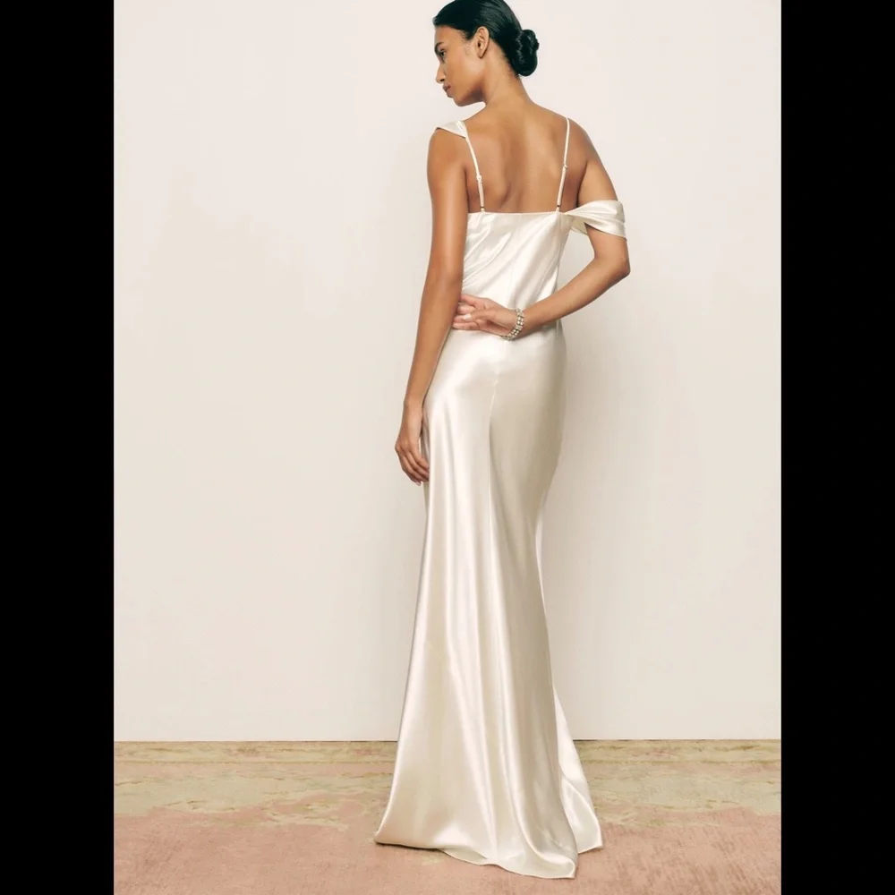 Reformation Ronda Silk Dress in Ivory - Picture 6 of 9